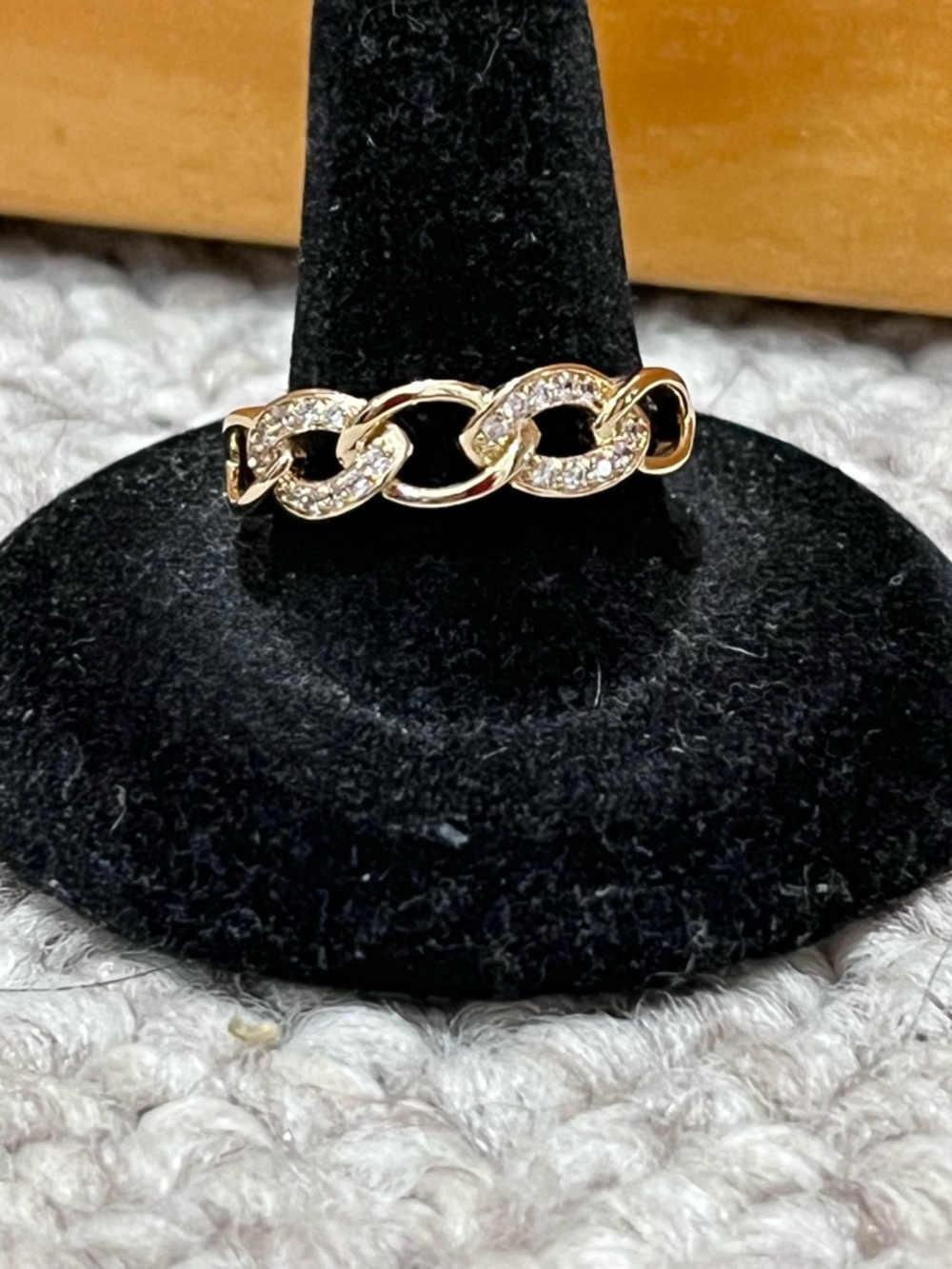 14k Gold Plated Chain-Link Cubic Zirconia Women's Ring - Picture 4 of 11